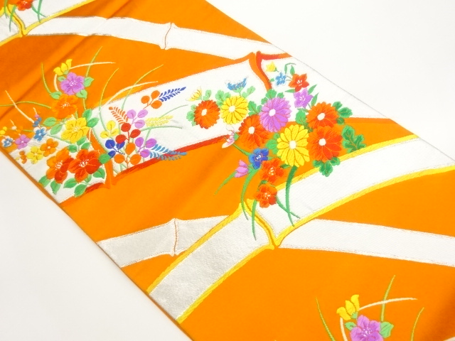 JAPANESE FUKURO OBI / WOVEN FLORAL PLANTS